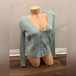 a new day Mint Ribbed V-Neck Button Cardigan